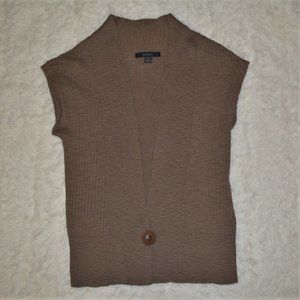 Express cardi-vest w/button v-neck knit brown
